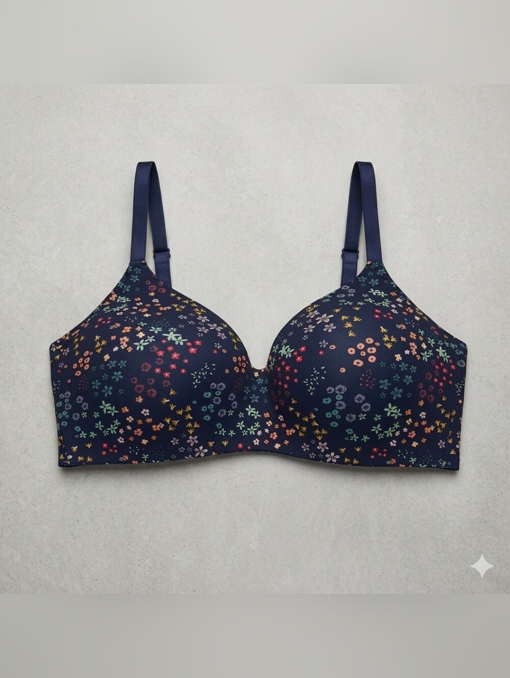 Knix Women's Size 7 Navy Floral WingWoman Contour Wireless Lightly Padded Bra